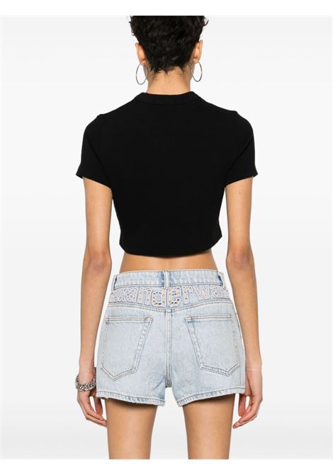 Black logo-embossed cropped top - women ALEXANDER WANG | 4CC2241468001